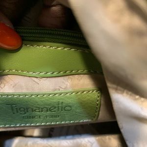 Green leather handbag